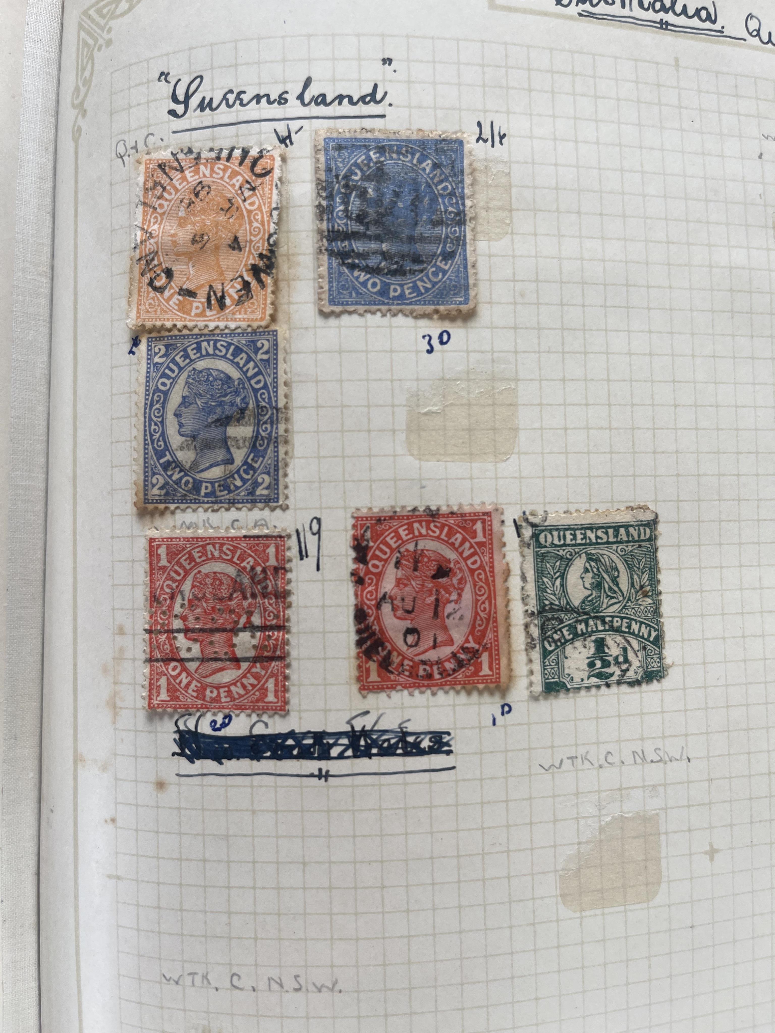 New Imperial postage stamp album and The Gascoyne Philatelic album containing 1d black, 1d reds 1d blue, Trinidad five shillings and another with Victorian 2/6d Victoria to George VI British & Commonwealth stamps etc (2